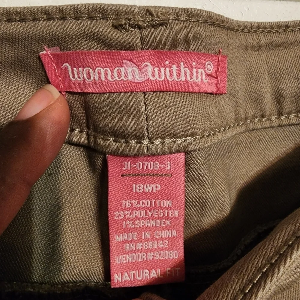 Woman Within Tan Straight Leg Pants Size 18 Petite, Inseam 27